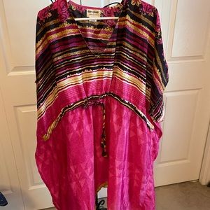 Silk Sari Pink Tunic Plus Size